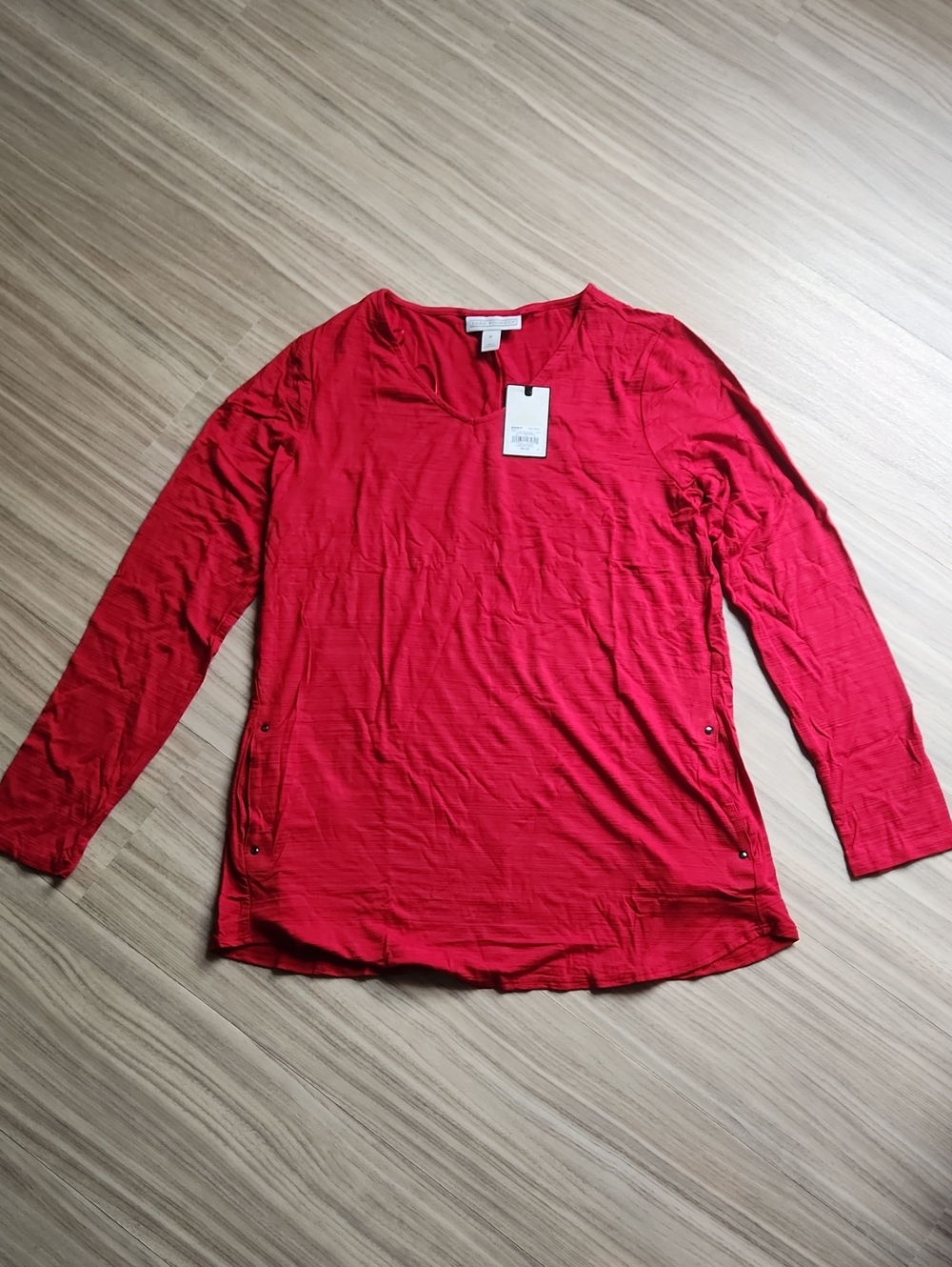 Dana Buchman Red Long-Sleeve Scoop Neck Top